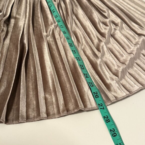 Abercrombie & Fitch Velvet Pleated Midi Skirt Size Medium Taupe Brown Elegant - Picture 6 of 9
